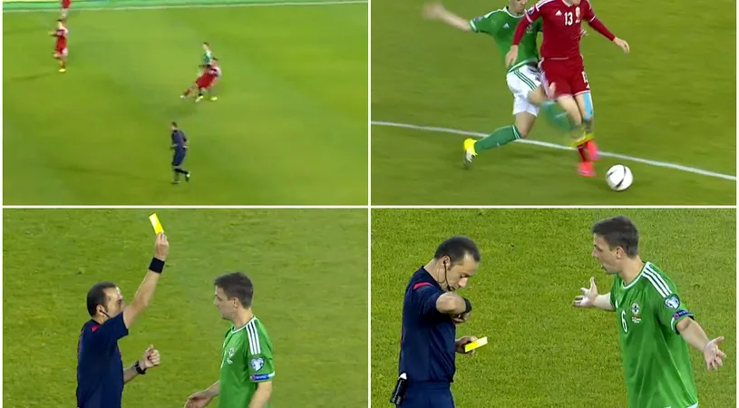 Cea mai ciudată fază din preliminariile Euro 2016! VIDEO | A luat două galbene în aceeași fază de joc și nu pentru proteste. Cum explică Ion Crăciunescu momentul