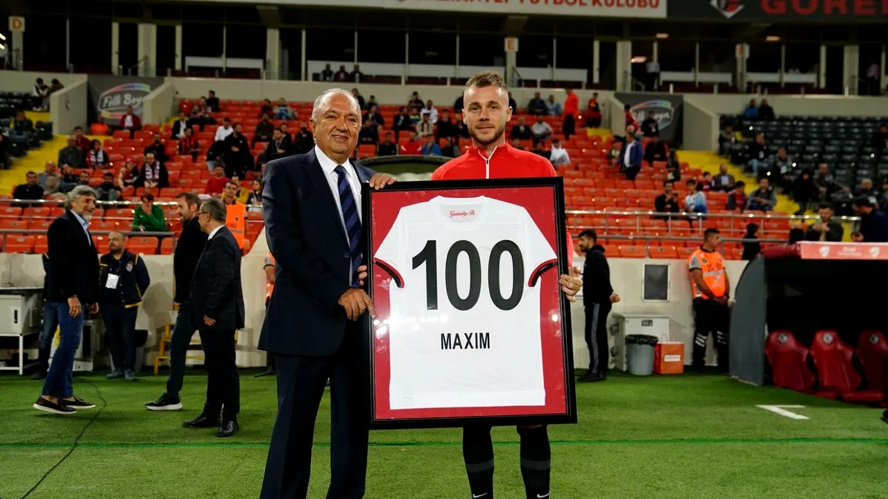 Alexandru Maxim, „Sultan” la Gaziantep! Românul a reușit 3 pase decisive, chiar la partida în care a fost premiat pentru cele 100 de meciuri jucate pentru club | VIDEO