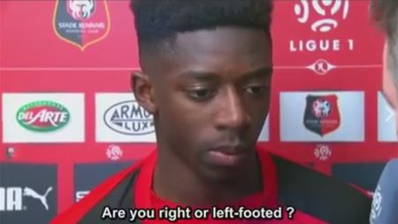 VIDEO EPIC | "Ești stângaci sau dreptaci?!" "Stângaci..." "Atunci de ce bați toate penalty-urile cu dreptul?" Interviul anului în fotbal :) Cum răspunde Dembele