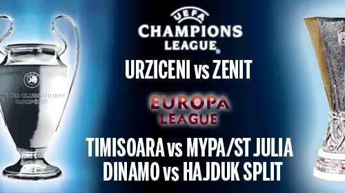 Adversari tari pentru Unirea și Dinamo în Europa!
