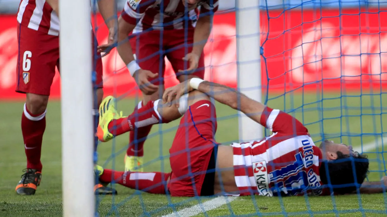 Încă un eșec pentru Contra. Getafe - Atletico 0-2. Diego Costa a ieșit pe targă după ce s-a lovit de bară. UPDATE: Atacantul s-a ales doar cu o contuzie