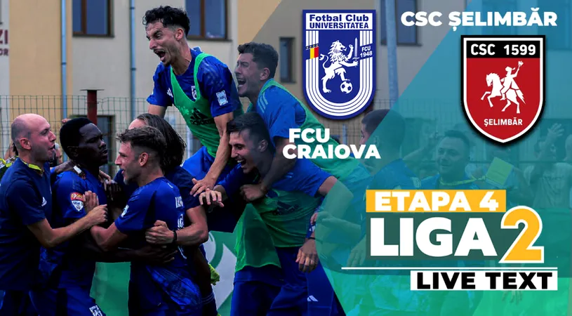 FCU Craiova face primul pas greșit acasă, contra CSC Șelimbăr. Două goluri aproape trase la indigo au decis meciul din debutul rundei a 4-a a Ligii 2