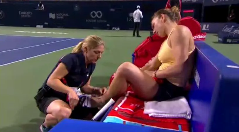Simona Halep încheie prin abandon turneul de la Toronto! S-a retras după doar un set jucat în sferturile Rogers Cup