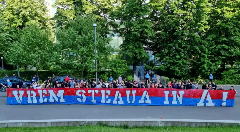 Suporterii Stelei au protestat la sediul FRF și vor echipa din Ghencea la barajul pentru promovare! ”Vrem Steaua în A!” | VIDEO