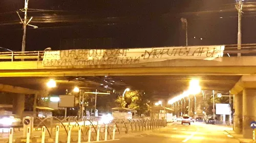 Ca pe vremuri! Mesajul care încinge spiritele înainte de derby-ul din Giulești: banner-ul arborat pe podul Grant de steliști | FOTO