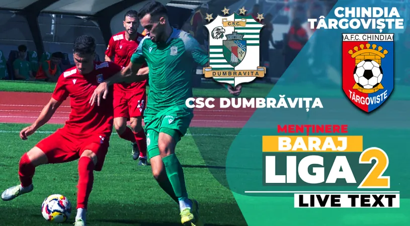 CSC Dumbrăvița - Chindia Târgoviște se joacă ACUM. S-a înscris din penalty în manșa tur a barajului de evitare a retrogradării din Liga 2