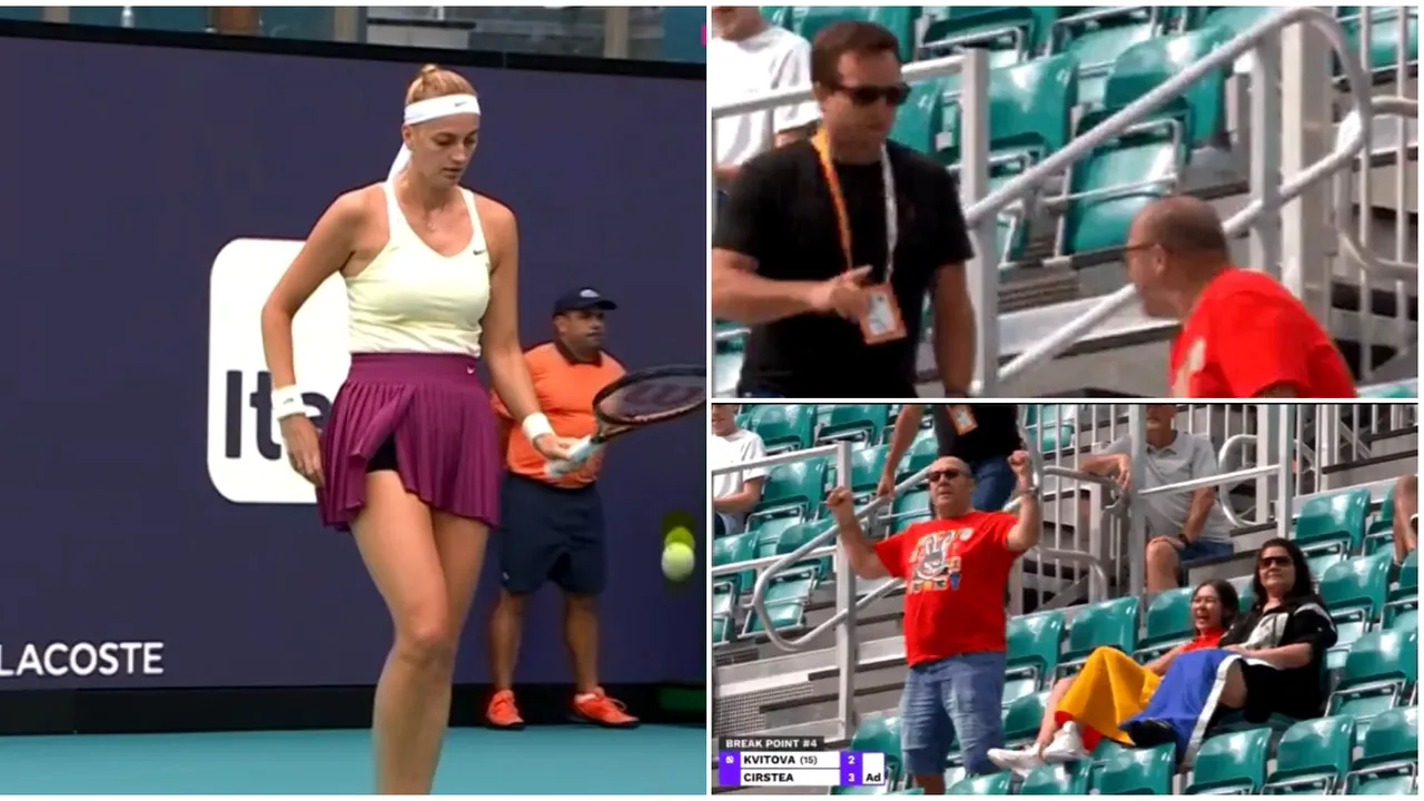 Scene incredibile la meciul Sorana Cîrstea - Petra Kvitova de la Miami! Un spectator român, luat în primire de bodyguarzi după ce a urlat la jucătoarea din Cehia | FOTO & VIDEO