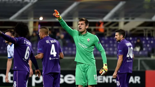 Fiorentina a smuls un punct la ultima fază a meciului cu Sassuolo. Tătărușanu, fără șanse la golurile adversarilor, în timp ce Ianis Hagi a rămas pe bancă