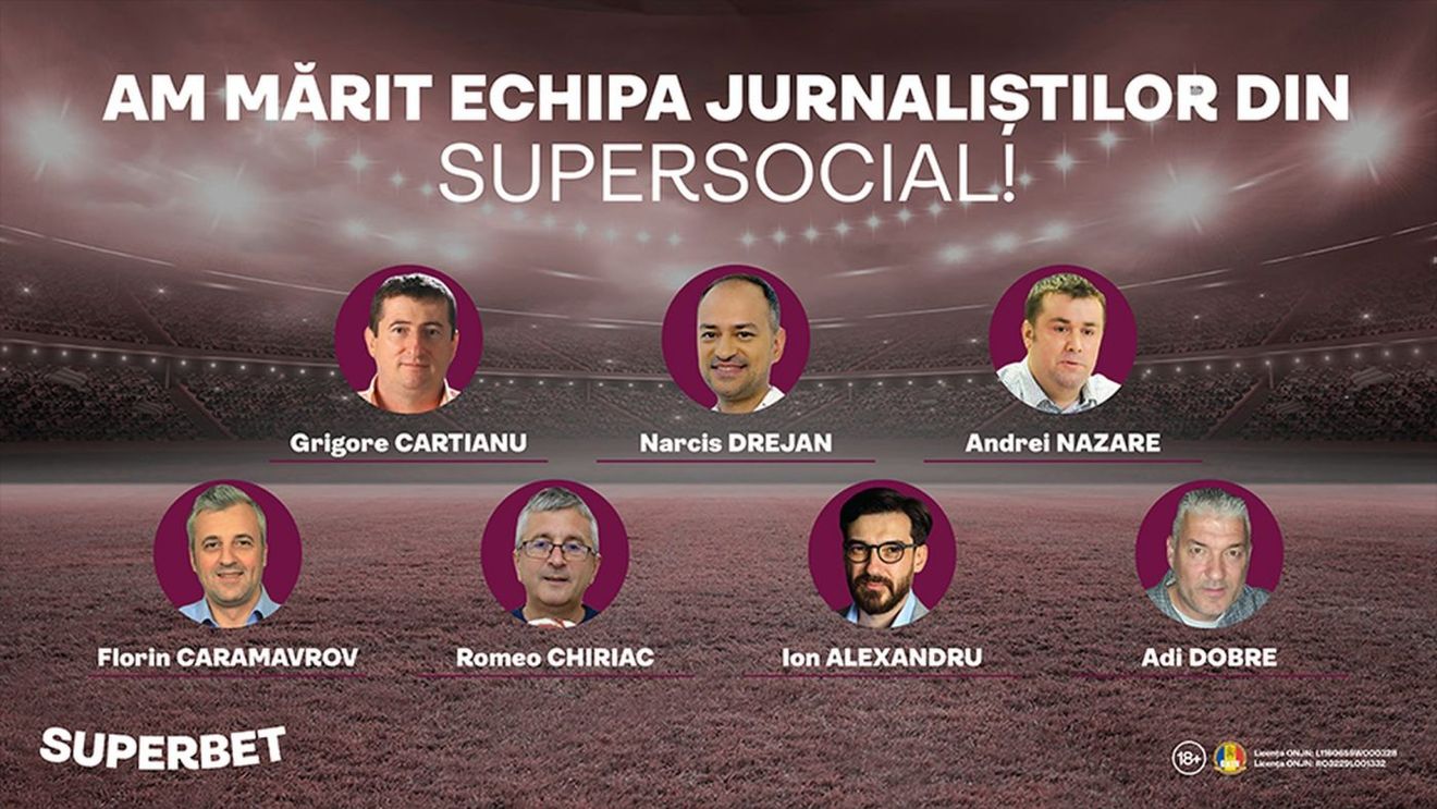 Grupul experților din SuperSocial s-a mărit! 7 noi jurnaliști sportivi pariază acum în aplicația Superbet! Vino și urmărește-i!
