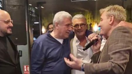 Victor Becali, aşa cum nu a mai fost văzut niciodată: cântă în italiană, în mijlocul restaurantului, de gât cu afaceristul devenit milionar împreună cu Cosmin Olăroiu şi Gino Iorgulescu