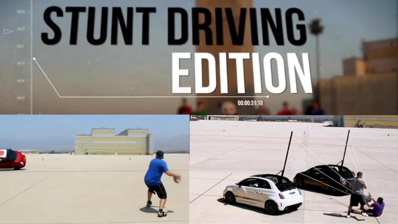 Spectacol total cu 3 Fiat-uri Abarth Cabrio 500! VIDEO Trick shots cu mingi de baschet, baseball și fotbal american