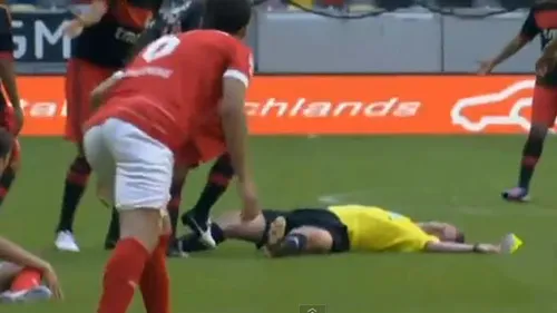 VIDEO INCREDIBIL!** Un arbitru a fost făcut K.O. de un jucător al Benficăi, pentru că l-a eliminat: 