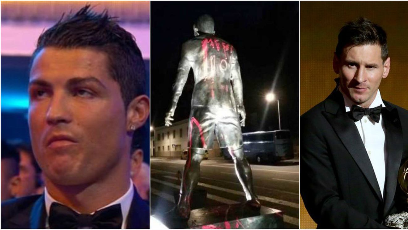 "Este o rușine! Meritați să trăiți în Siria!" FOTO | Statuia lui Ronaldo din orașul natal, vandalizată: CR7 a devenit "Messi 10". Mesajul plin de furie postat de sora portughezului