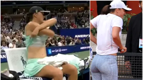 Momentul în care Iga Swiatek și-a schimbat tricoul chiar pe teren la US Open a stârnit comentarii aprinse! Cameramanul, certat de fani: „Un idiot!” VIDEO