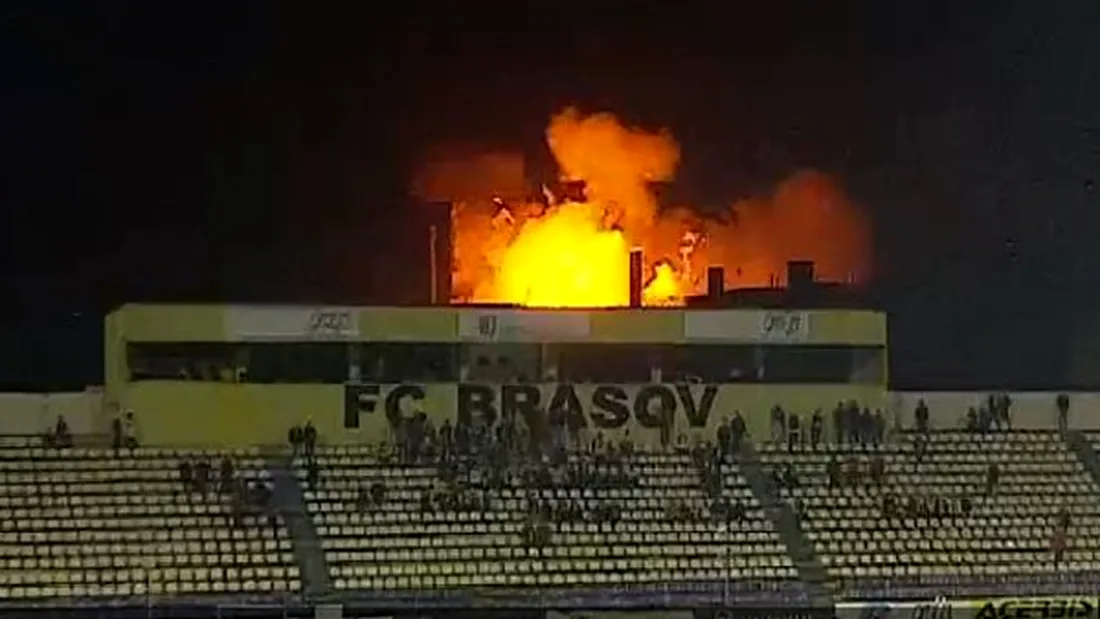 Una dintre victimele exploziei uriașe de la Brașov a murit la spital.** Deflagrația a fost surprinsă în direct pe transmisiunea TV a meciului FC Brașov - CSM Râmnicu Vâlcea