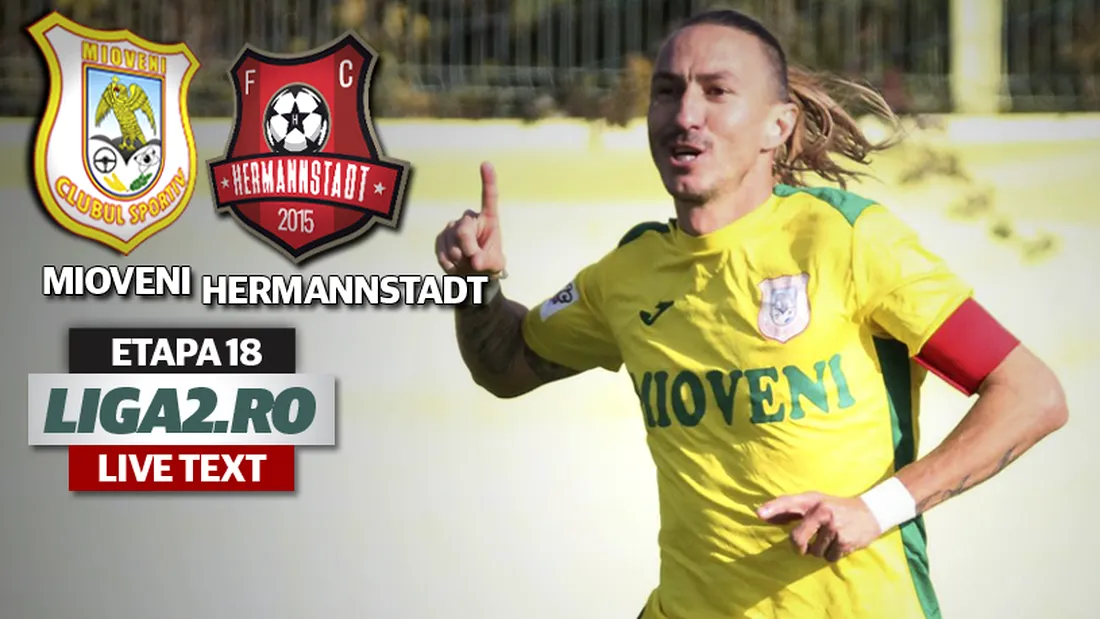 Debut cu remiză în fața liderului pentru antrenorul Laurențiu Roșu!** CS Mioveni - AFC Hermannstadt 1-1, cu goluri marcate de Mîrzeanu și Neagu