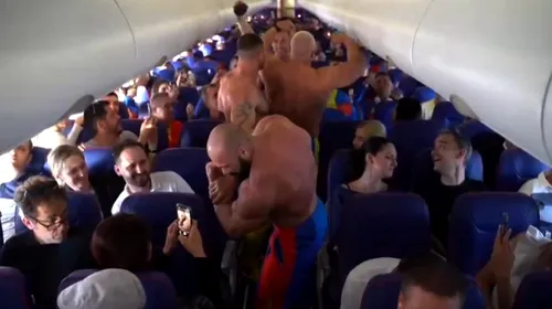 Show jenant al culturiștilor români în avionul care-i ducea la Europenele din Spania! Ce au putut face în timpul zborului | VIDEO