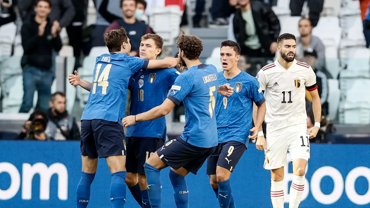 Italia - Belgia 2-1. Oaspeții au avut un meci de coșmar în finala mică din Liga Națiunilor, după ce au trimis de trei ori în bară | VIDEO