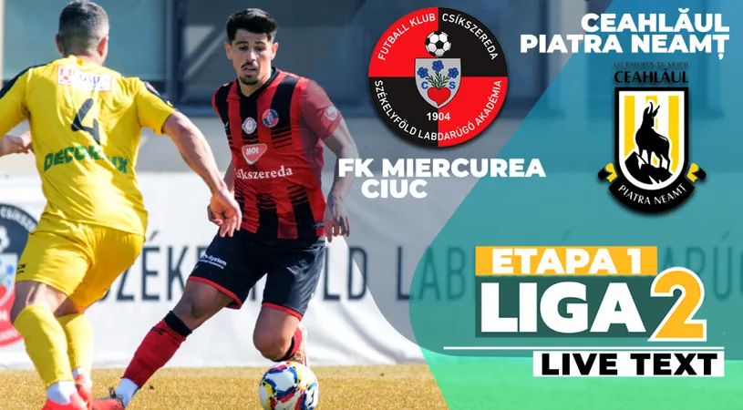 FK Miercurea Ciuc trece lejer de Ceahlăul, într-un meci decis din prima repriză. Doi debutanți în Liga 2 au înscris
