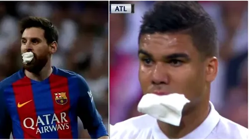 Casemiro, ca Messi în El Clasico! Mijlocașul a fost lovit violent de Godin și a fost nevoit să joace cu un pansament | FOTO