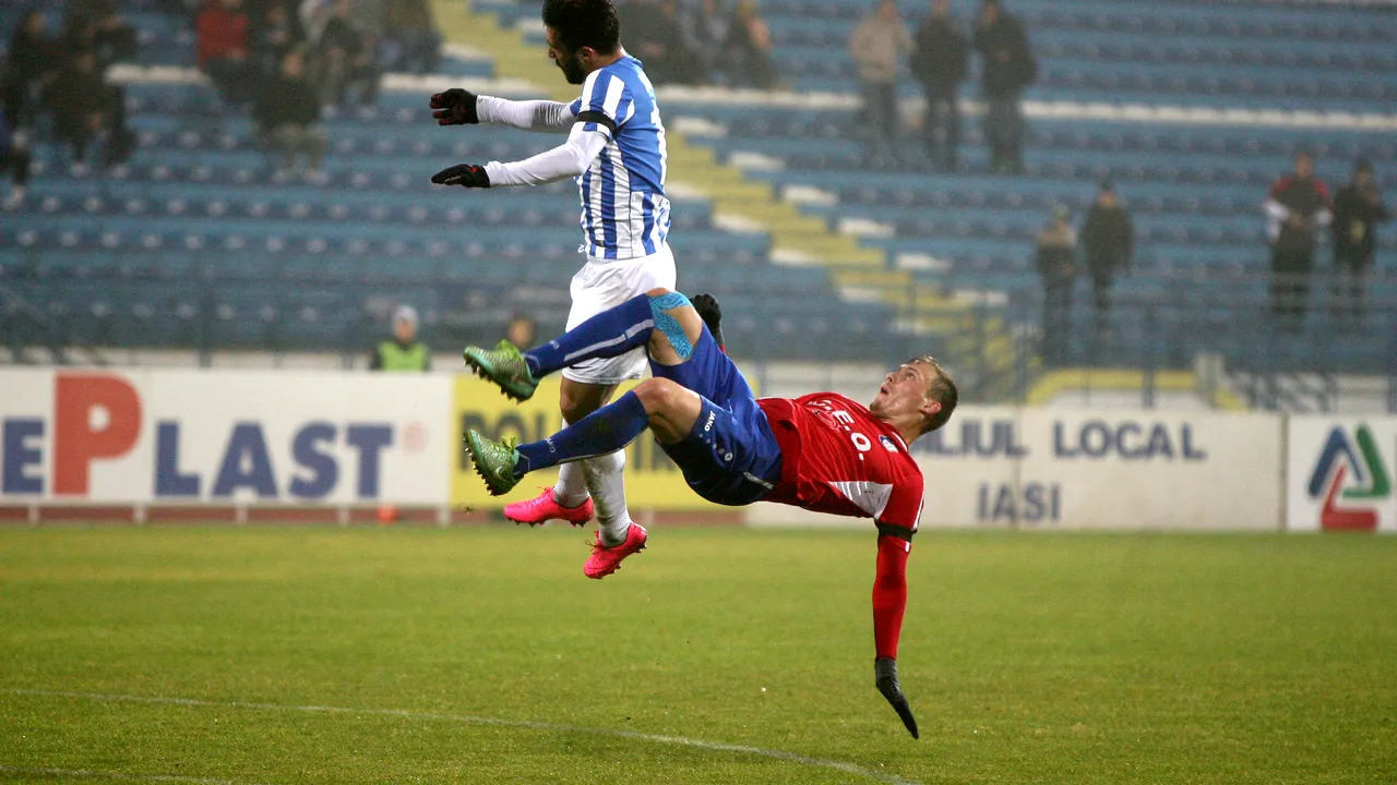 CSMS Iași - Pandurii 1-0. Eroarea lui Marius Avram a decis meciul: penalty acordat pentru un fault în afara careului