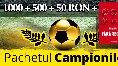 (P) Super Promoție la pariuri: 1000 Lei + 50 RON EXTRA + Cartea Pariuri Sportive Fără Secrete – Cu numai 200 RON poți debloca bonusul maxim!