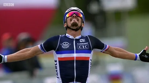 Julian Alaphilippe, cu lacrimi în ochi după ce a câștigat Campionatele Mondiale de ciclism! Și-a pierdut recent tatăl, iar acum a scris istorie: „E visul carierei mele!”