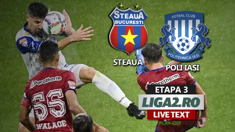 Steaua și Poli Iași termină la egalitate în Ghencea și își păstrează aceleași poziții în clasamentul play-off-ului Ligii 2. ”Militarii”, conduși acasă, au fost aproape să revină pe locul 1