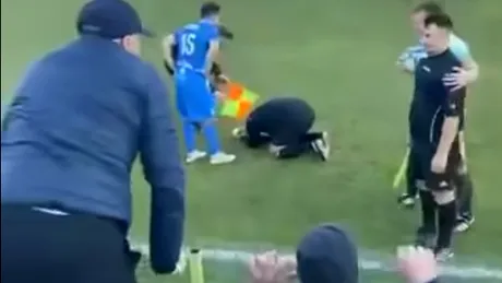 Fotbalistul-bătăuș din Liga 4 Bistrița-Năsăud, reținut de poliție! Caz penal pentru lovire sau alte violențe, după ce l-a pus la pământ pe arbitru