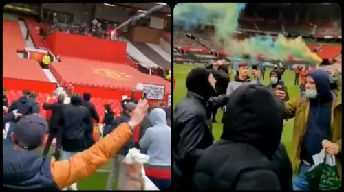 Haos incredibil înaintea derby-ului Manchester United – Liverpool! Fanii furioși au pătruns pe teren și meciul a fost amânat | FOTO&VIDEO