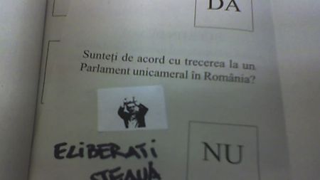 FOTO **Proteste anti-Becali pe buletinele de vot: "Eliberați Steaua!"