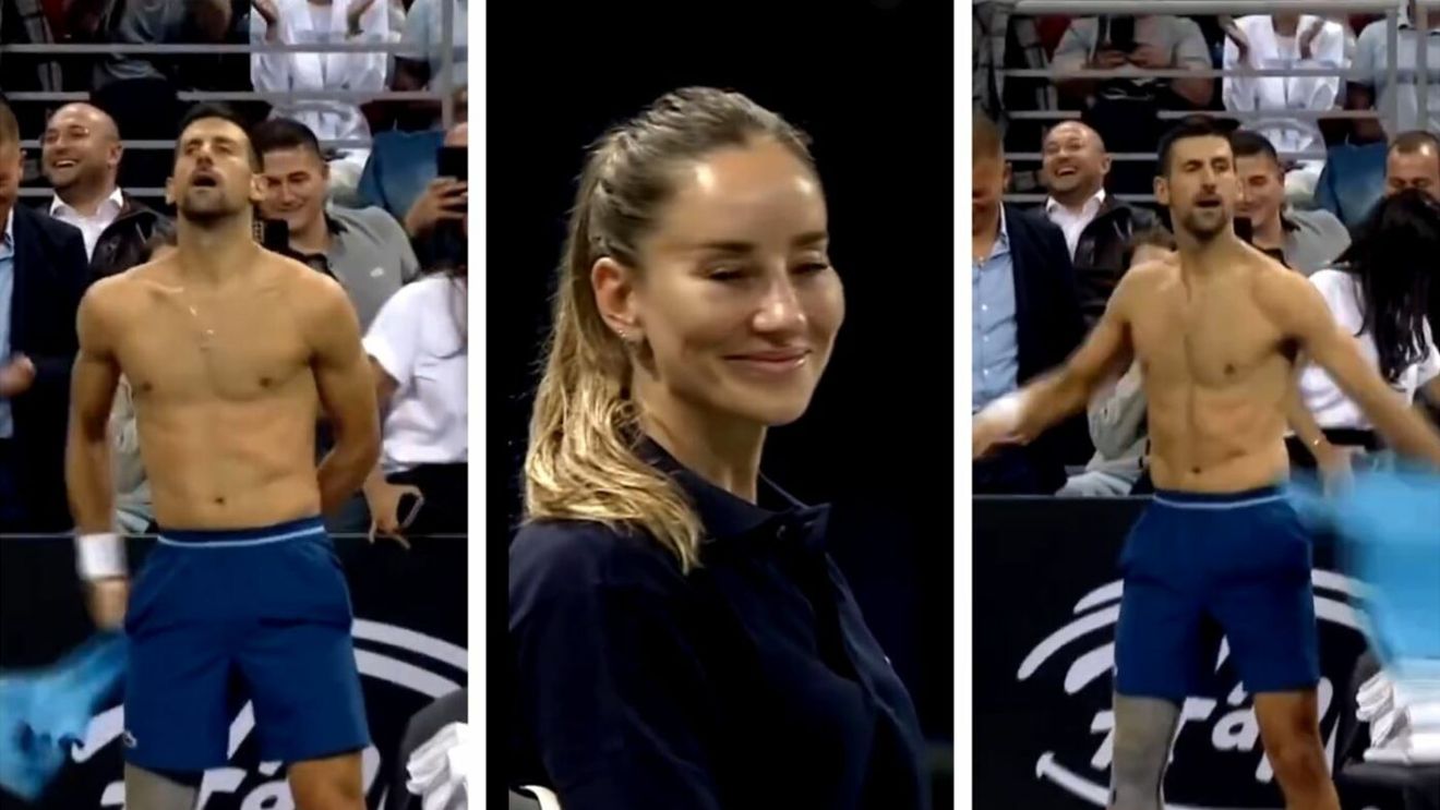 Femeile din primele rânduri au luat-o razna când l-au văzut pe Novak Djokovic dezbrăcat. Au scos telefoanele și l-au filmat pe sârb în timpul unui număr de striptease, pe teren, iar bulgarul Grigor Dimitrov a reacționat pe măsură