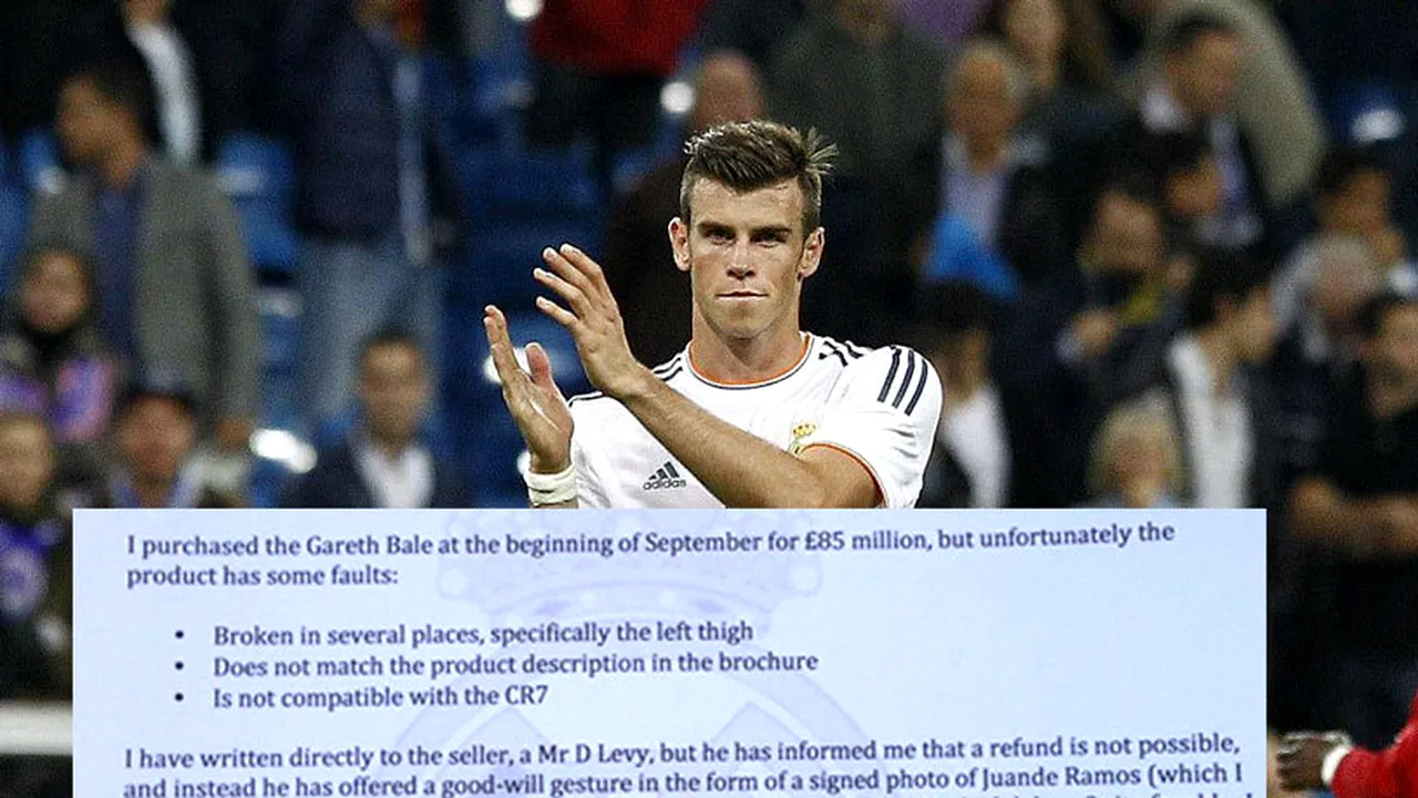 FOTO: Real Madrid cere înapoi banii pentru Bale :) GENIAL! Scrisoarea trimisă la Protecția Consumatorului