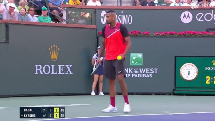 Moment incredibil la meciul Rafael Nadal - Nick Kyrgios de la Indian Wells! Ce a putut spune australianul, chiar pe teren, despre un celebru actor de la Hollywood care se afla în tribune | VIDEO