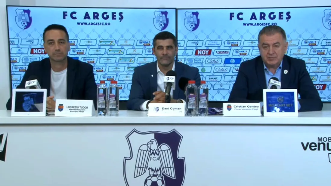 Dănuț Coman, prezentat oficial ca președinte la CFC Argeș. ”Este mult mai important ca acest club să reziste, să aibă continuitate, să aibă o infrastructură adecvată, decât să ajungem în Liga 1” | VIDEO