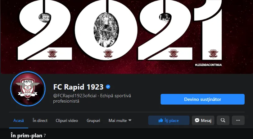 Pagina de Facebook a Rapidului a fost ”spartă” de hackeri! ”Praful și pulberea să se aleagă de cel care a atacat!” Giuleștenii și-au recuperat-o după câteva ore