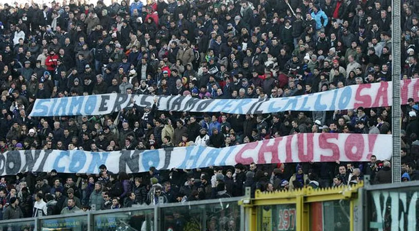 Cu toleranță ZERO se reface fotbalul italian!** Bannerul afișat de fanii Atalantei la adresa idolului DECĂ‚ZUT după scandalul pariurilor