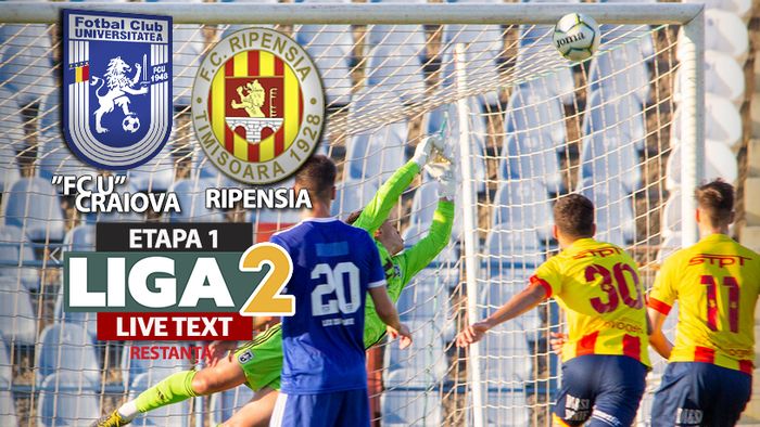 ”FC U” Craiova a luat pe sus Ripensia și a câștigat fără probleme restanța din prima etapă. S-au dat cinci goluri, iar arbitrul a dictat un penalty și o eliminare