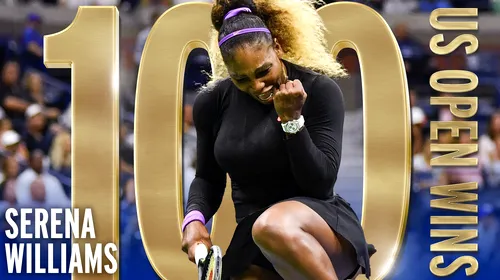 Serena Williams și-a zdrobit adversara în sferturi la US Open! Americanca devine al doilea star al tenisului cu 100 de victorii la New York și a egalat un record deținut de Simona Halep