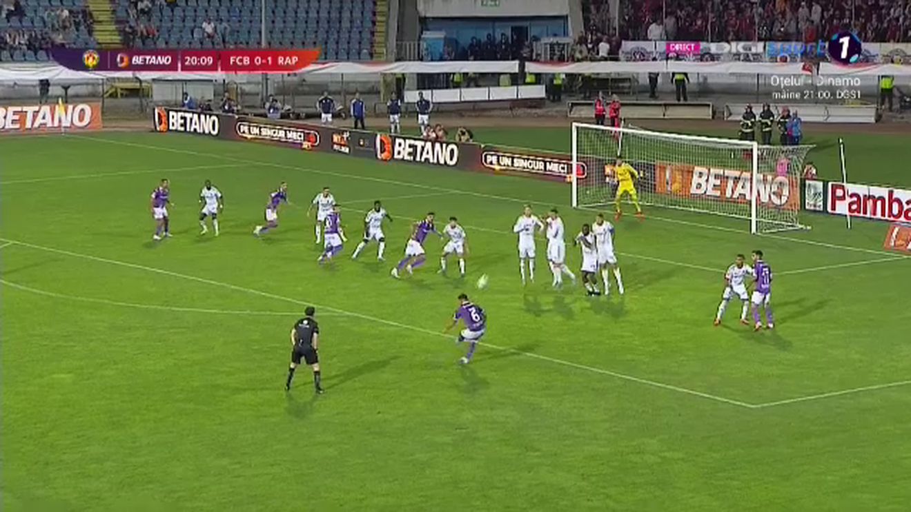 Paul Iacob, execuție total neobișnuită pentru un fundaș. La doar patru minute după reușita lui Iulian Cristea, celălalt apărător al giuleștenilor a marcat un gol direct din lovitură liberă în FC Botoșani - Rapid | VIDEO