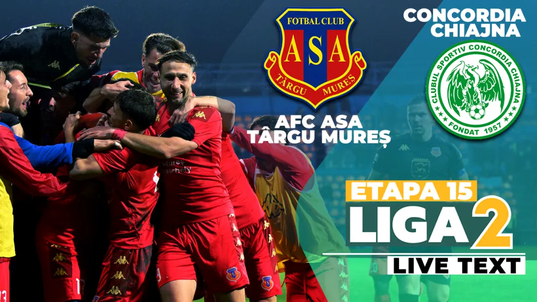 AFC ASA Târgu Mureș - Concordia Chiajna deschide etapa 15 din Liga 2, de la ora 17:30. Mureșenii sunt cei mai buni din campionat în meciurile de acasă