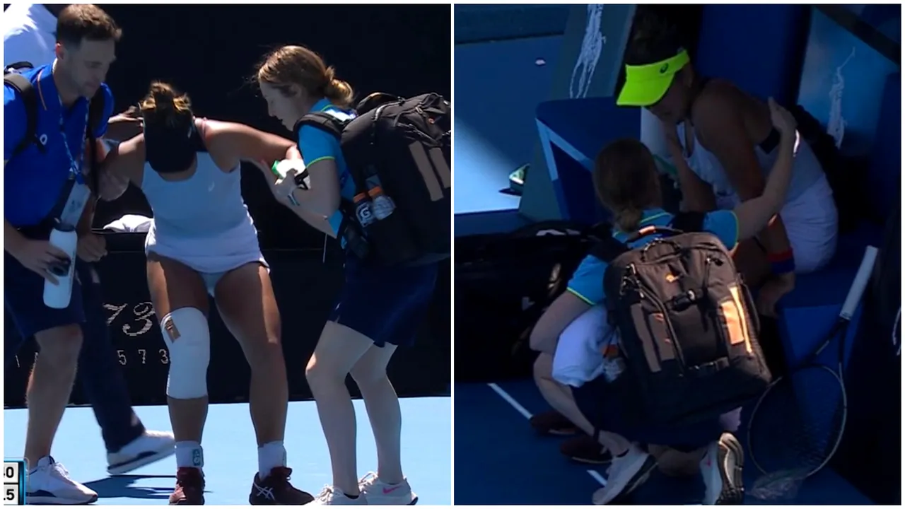 Momente ireale în calificări la Australian Open! O jucătoare de 18 ani s-a prăbușit pe teren când avea set și 4-1, dar a continuat într-un picior. Cât s-a terminat meciul. FOTO