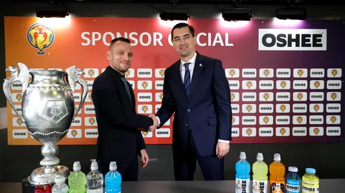 Președintele FRF Răzvan Burleanu a prezentat noul sponsor al Cupei României! Darius Olaru, Alex Mitriță sau Cristian Săpunaru vor apărea pe eticheta băuturilor isotonice OSHEE