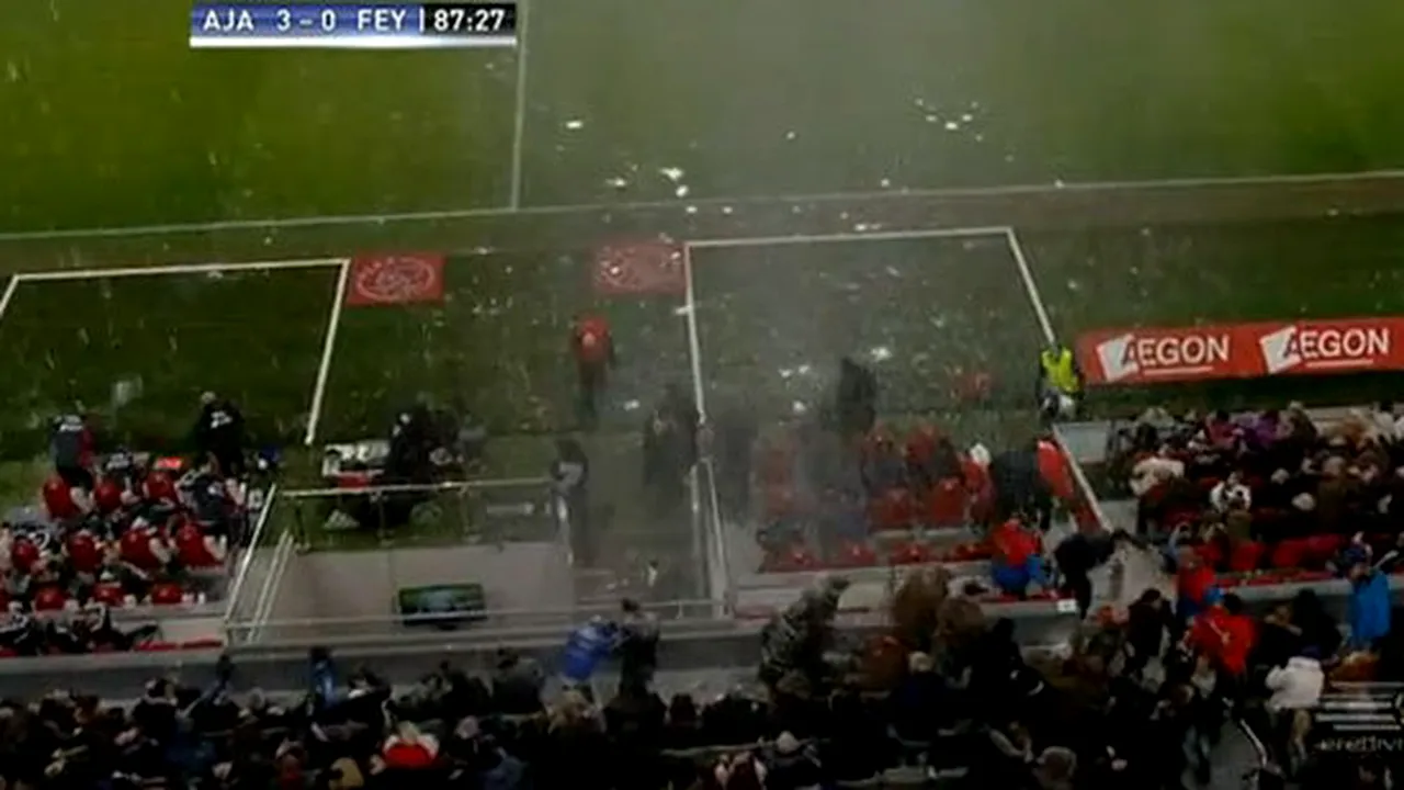 Momente de panică pe ArenA!** Stadionul pe care se va juca Ajax - Steaua a CEDAT în fața naturii! Rezervele au fugit în teren când au văzut ce se întâmplă