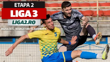 Liga 3, etapa 2, rezultate și marcatori | Steaua învinge FCSB 2. Dinamo 2, Rapid 2, SR Brașov, Jiul sau ACS Poli sunt printre pierzătoarele rundei. Scorul etapei a fost 7-2