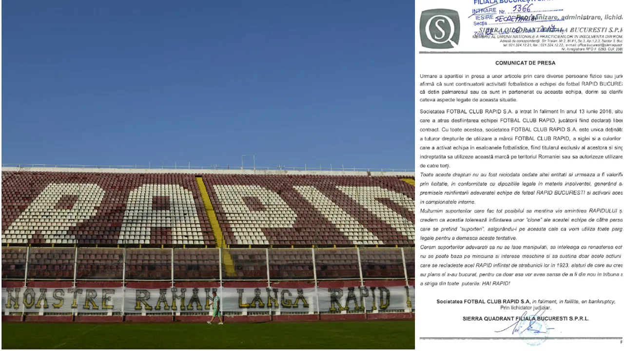 ACTE | FC Rapid intră în război cu AFC Rapid. Lichidatorul judiciar Mihai Florea: 