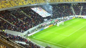 Peluza Sud a Stelei a aniversat cinci ani de la înființare.** Ce mesaj au afișat la partida cu Gaz Metan Mediaș