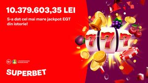 Cel mai mare jackpot din România s-a dat la Superbet! Cum e să câștigi 10.379.603,35 lei