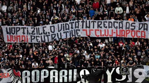 Fanii lui ”U” Cluj nu uită și au reacționat. Mesaj dur pentru Alin Tișe, chiar în fața sediului CJ: ”Leprele din politică ies din nou la atac”. Câți suporteri vor fi pe Cluj Arena la meciul cu Dinamo