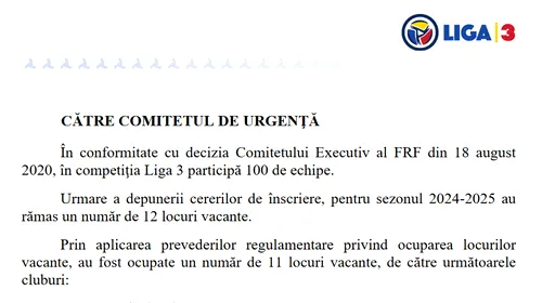 FRF a anunțat 11 echipe care vor completa din locurile vacante pentru noul sezon de Liga 3! Clubul din prima ligă cu probleme financiare care și-a făcut ”satelit”